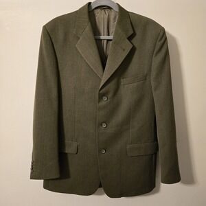 Mens Mila Schon Green Three Button Sport Coat Blazer Jacket 52R  100% Cotton